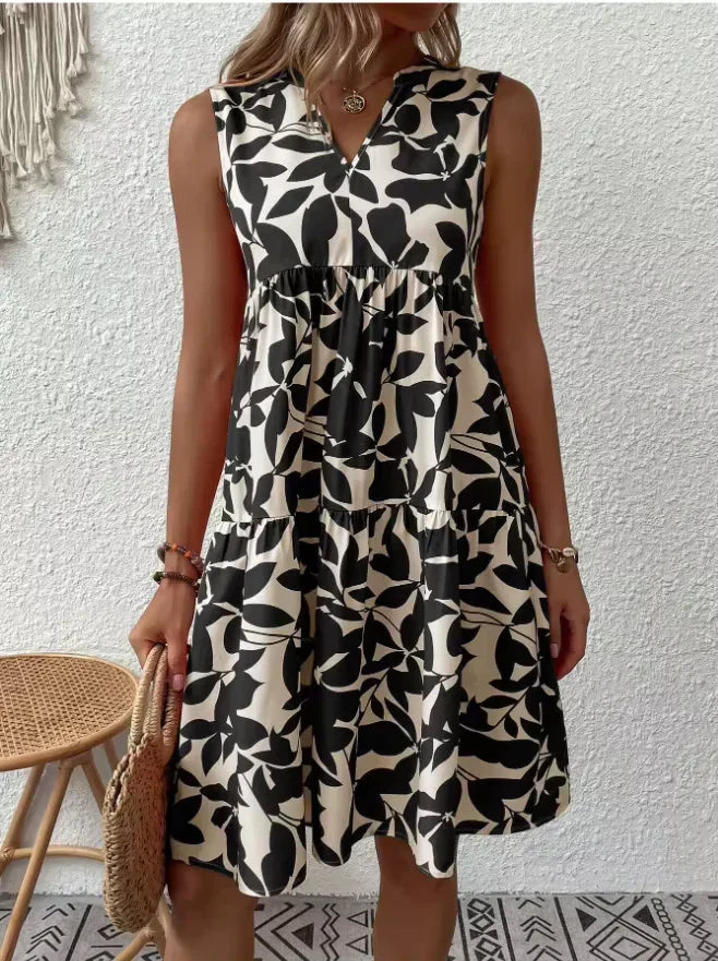 Vestido sin mangas con estampado floral