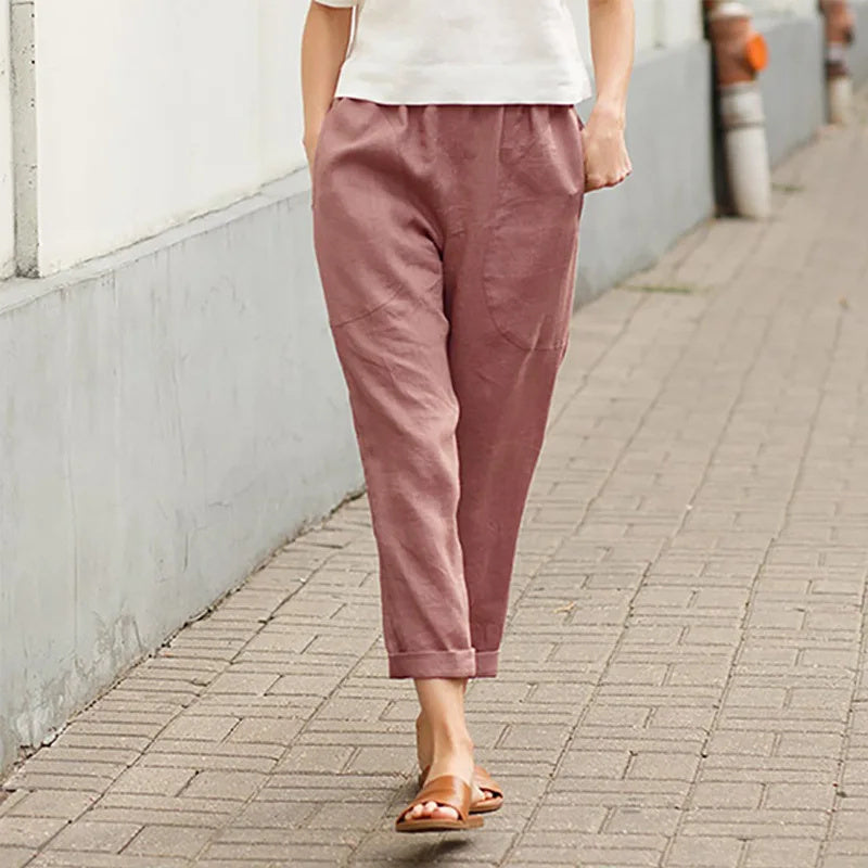 Pantalón de tiro alto con bolsillos
