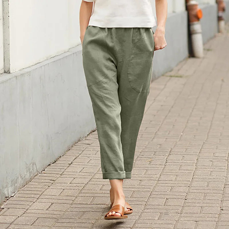 Pantalón de tiro alto con bolsillos