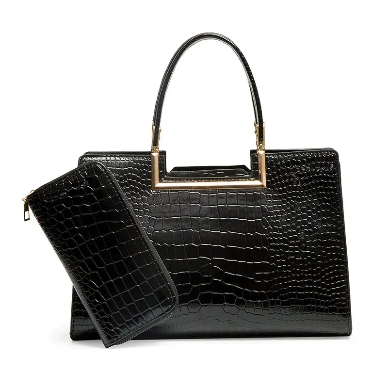 Conjunto de bolsa y cartera de piel