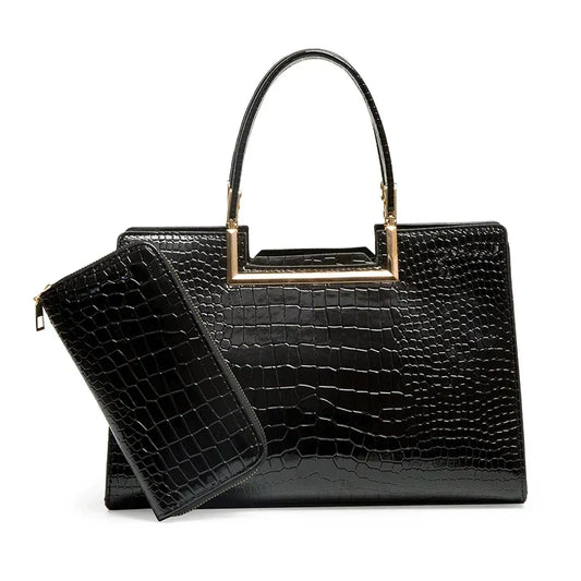 Conjunto de bolsa y cartera de piel