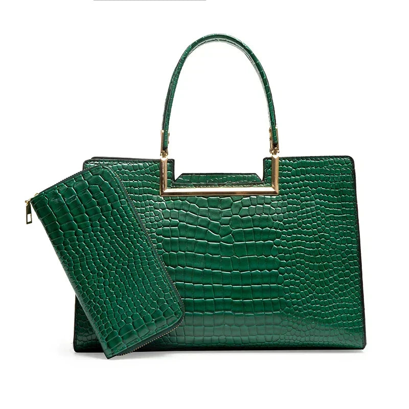 Conjunto de bolsa y cartera de piel