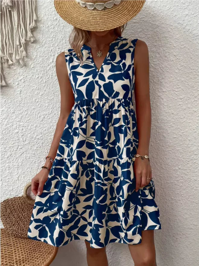 Vestido sin mangas con estampado floral