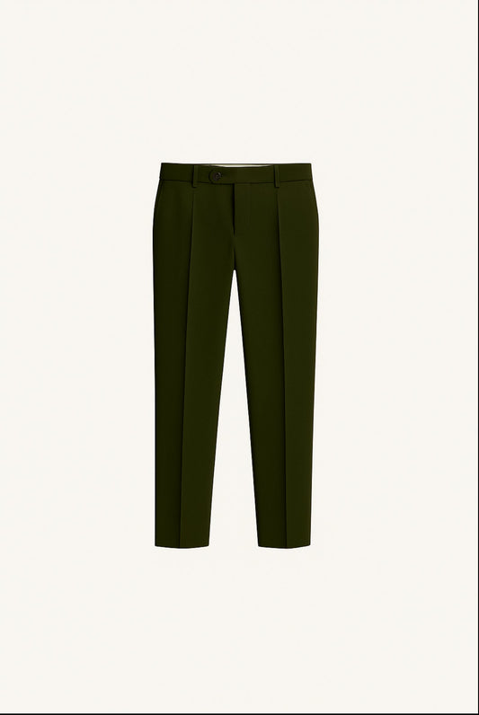 Carlo Trousers Dark Green | Slim Straight-Leg Trousers