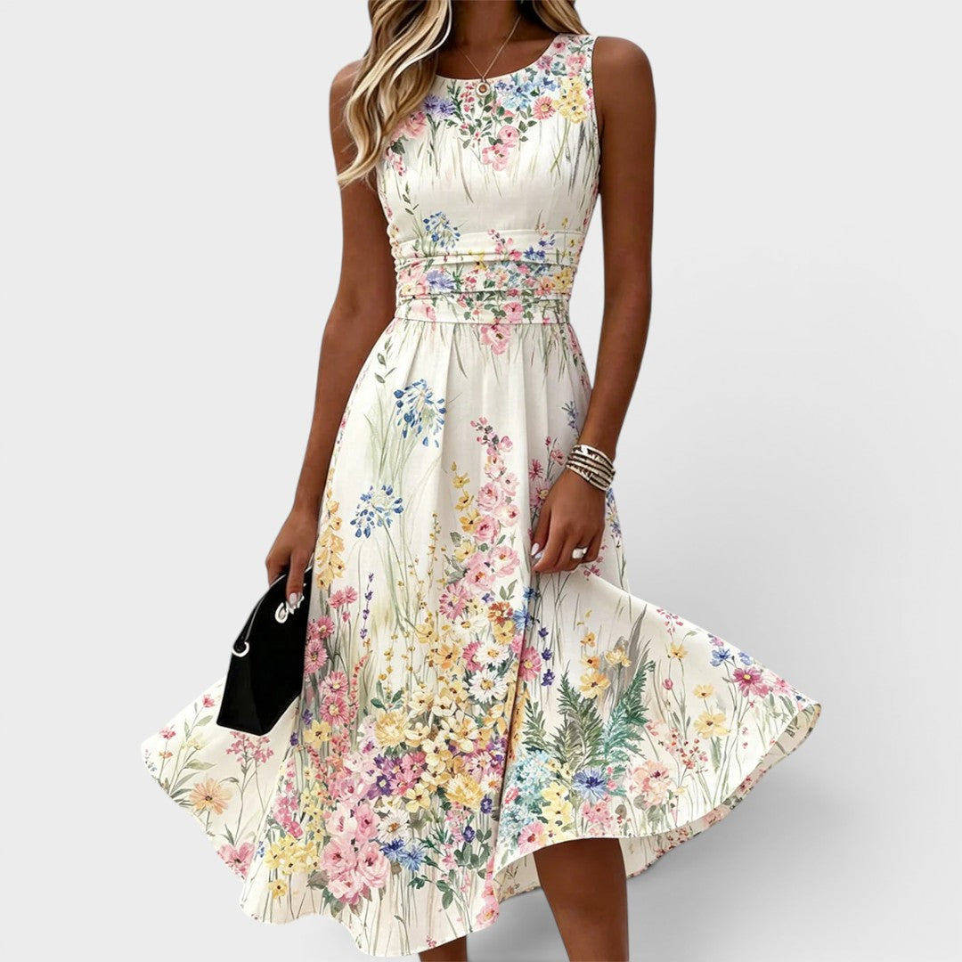 Vestido midi con detalles de encaje