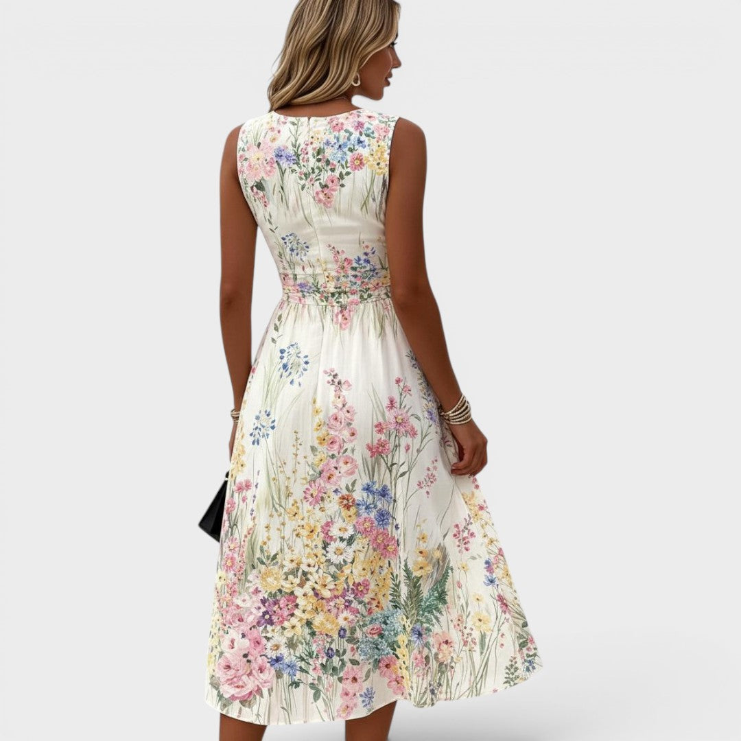 Vestido midi con detalles de encaje