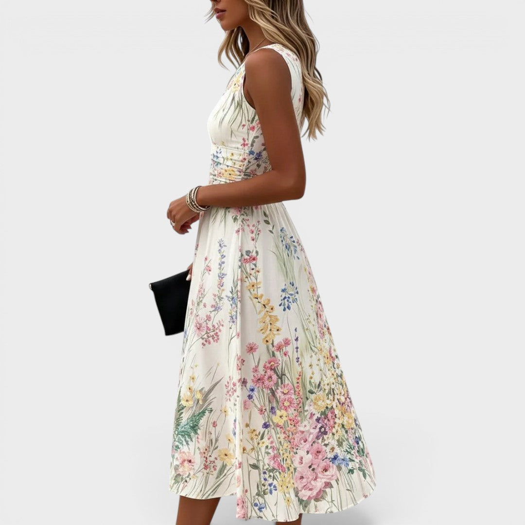 Vestido midi con detalles de encaje