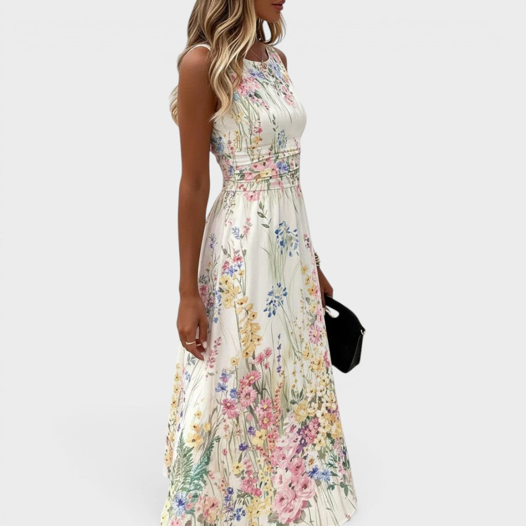 Vestido midi con detalles de encaje