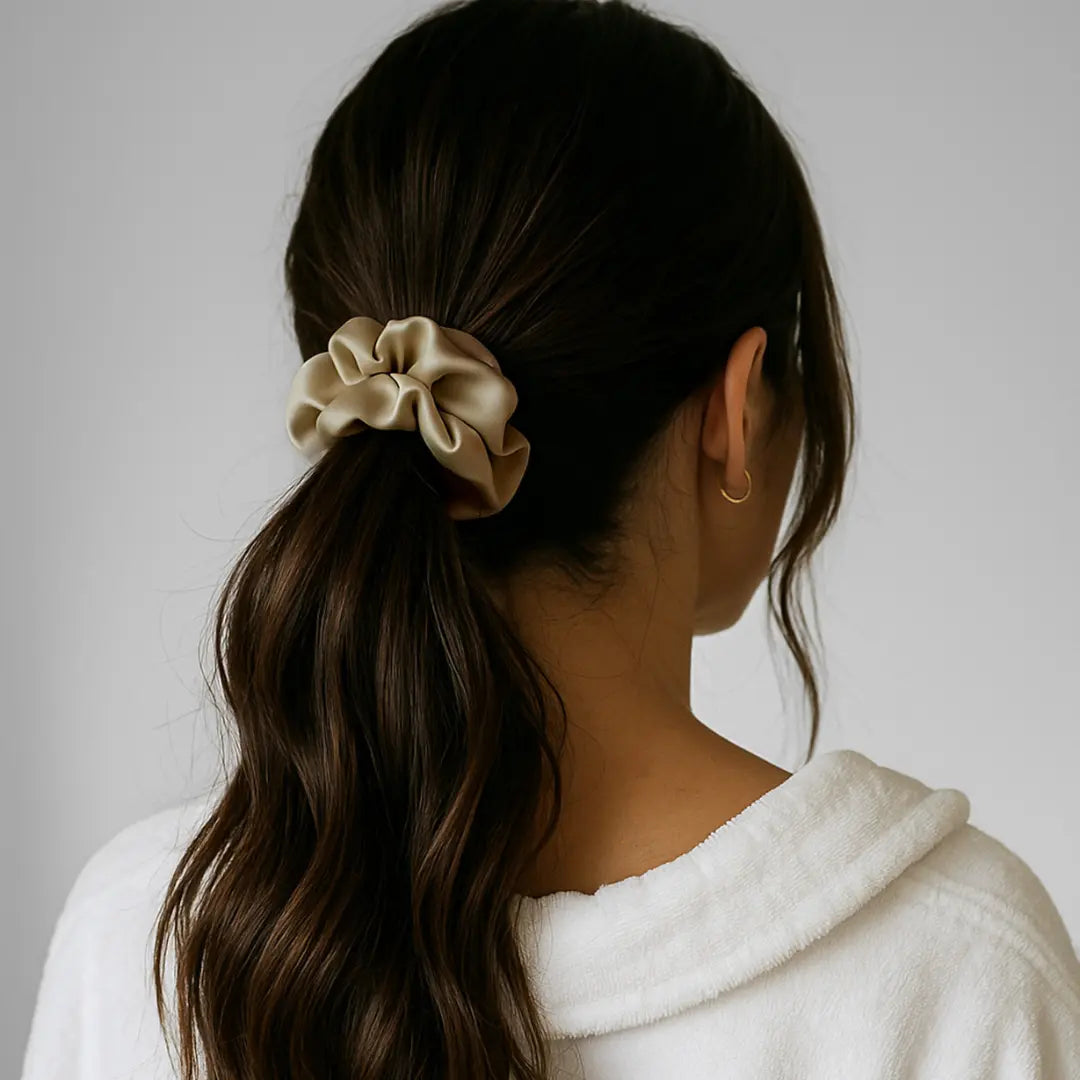 Silk Scrunchie in Beige