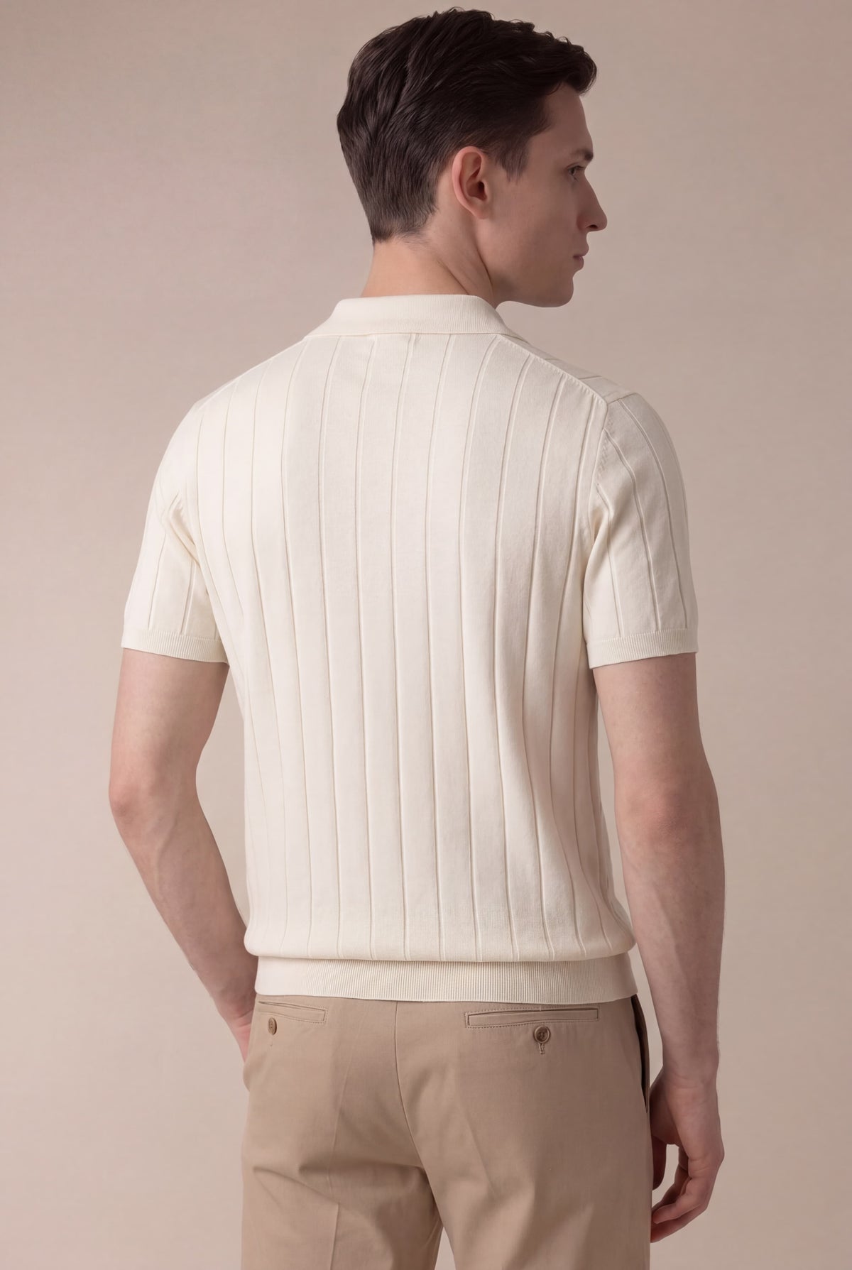 Ivory Venezia Polo | Ribbed Knit Polo