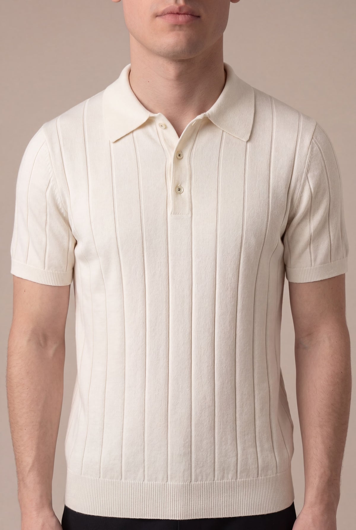 Ivory Venezia Polo | Ribbed Knit Polo