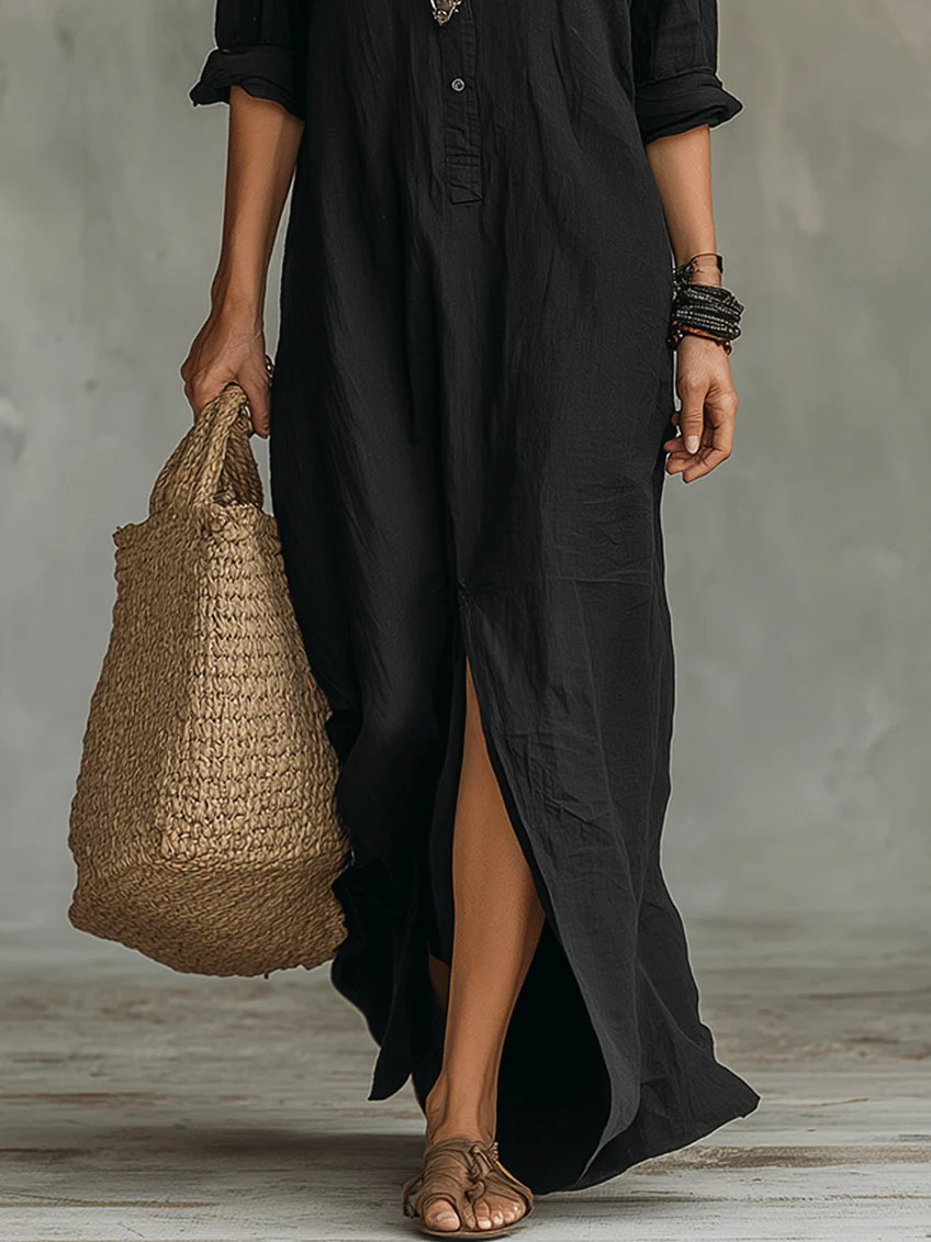 Vestido largo camisero fluido