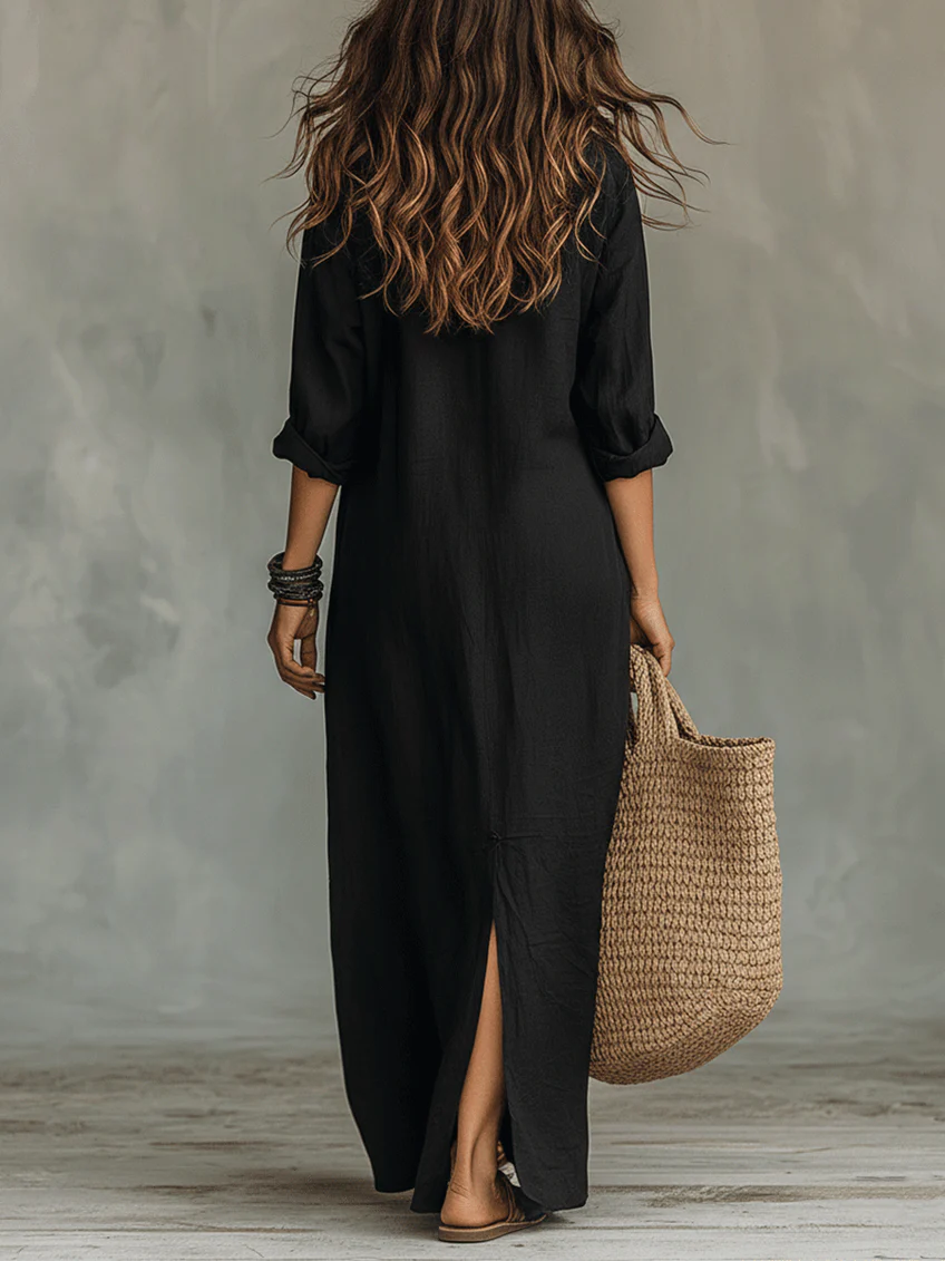 Vestido largo camisero fluido