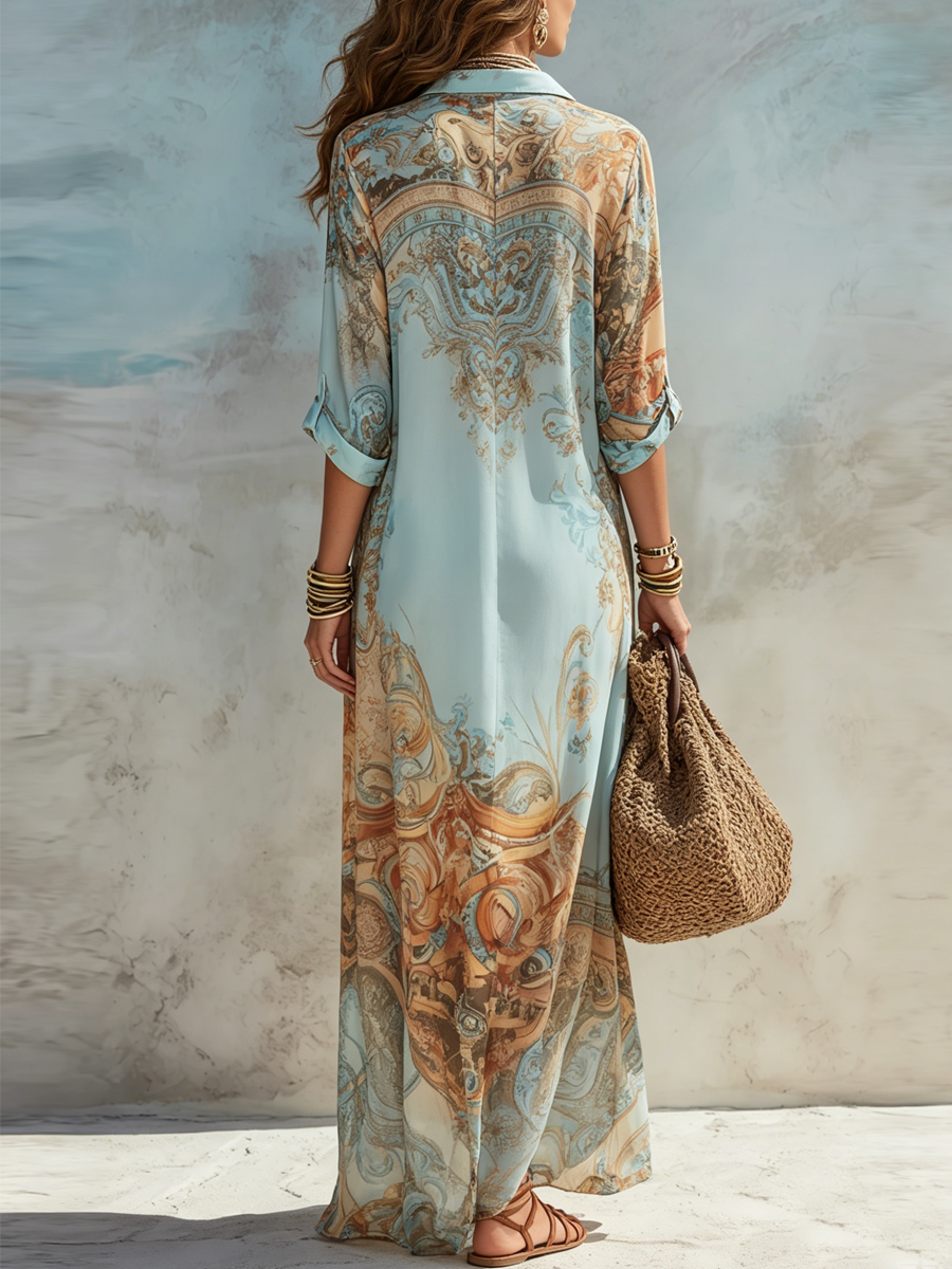Vestido largo con estampado paisley