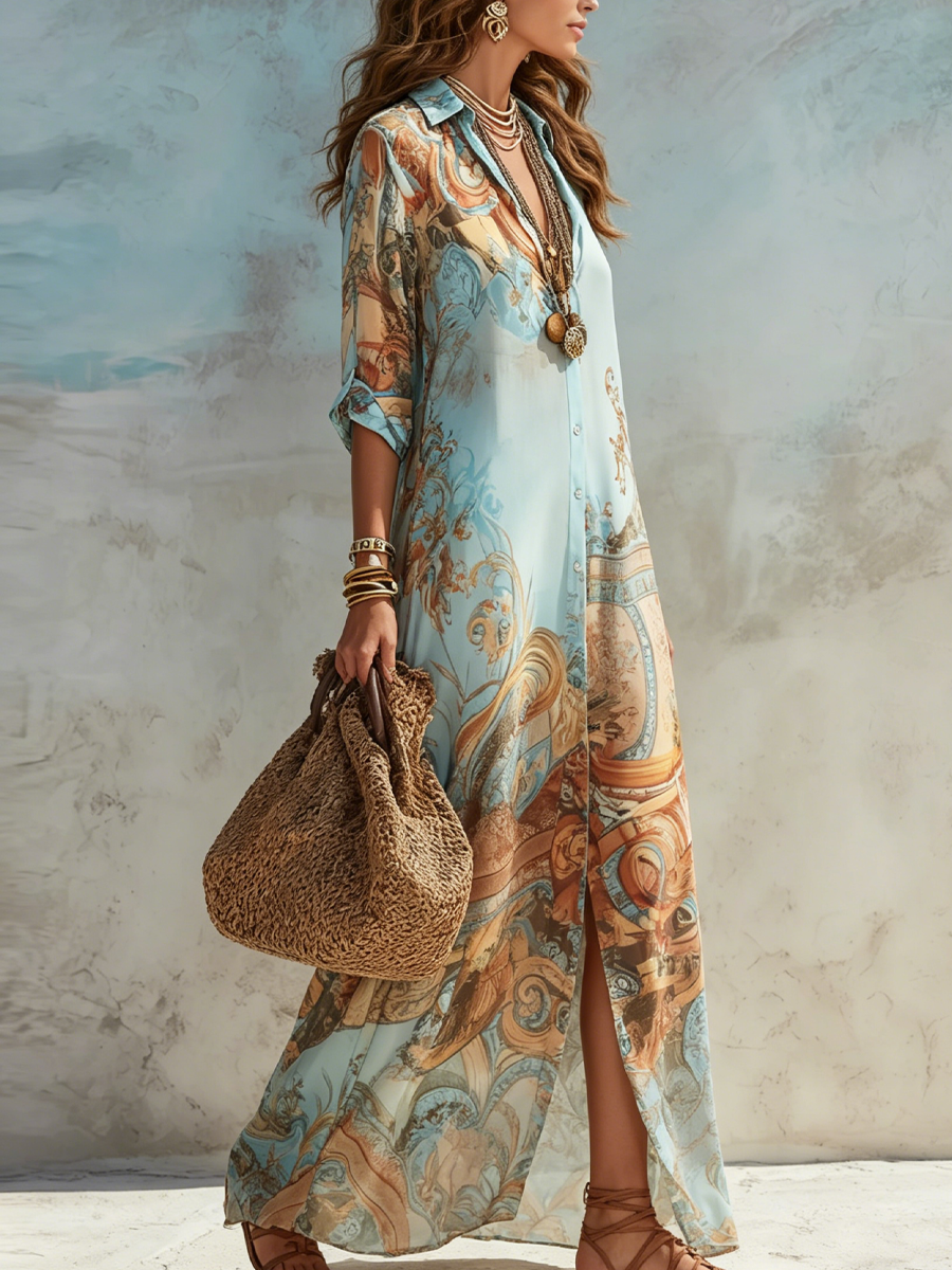 Vestido largo con estampado paisley