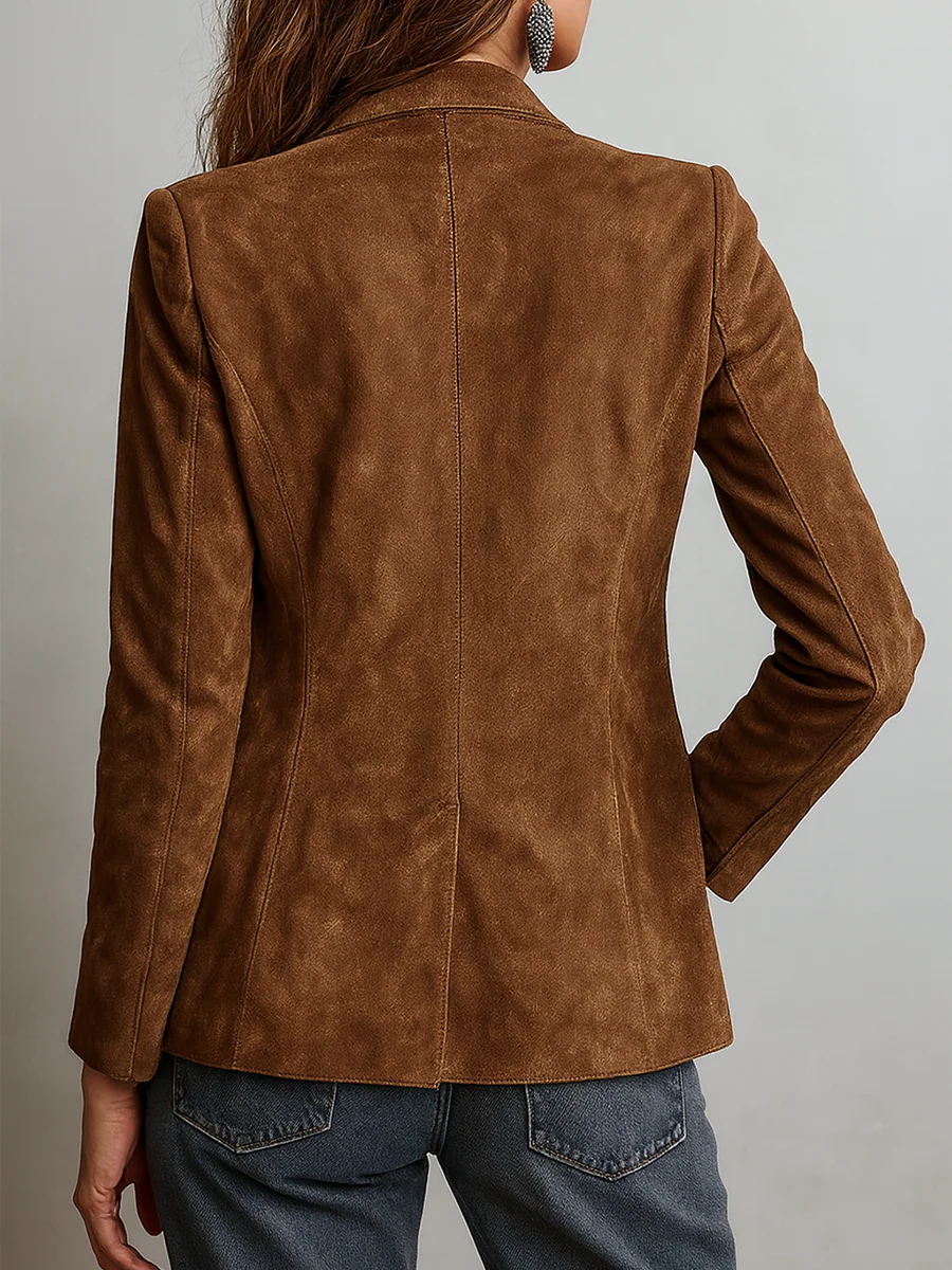 Blazer ante marrón con pespuntes retro