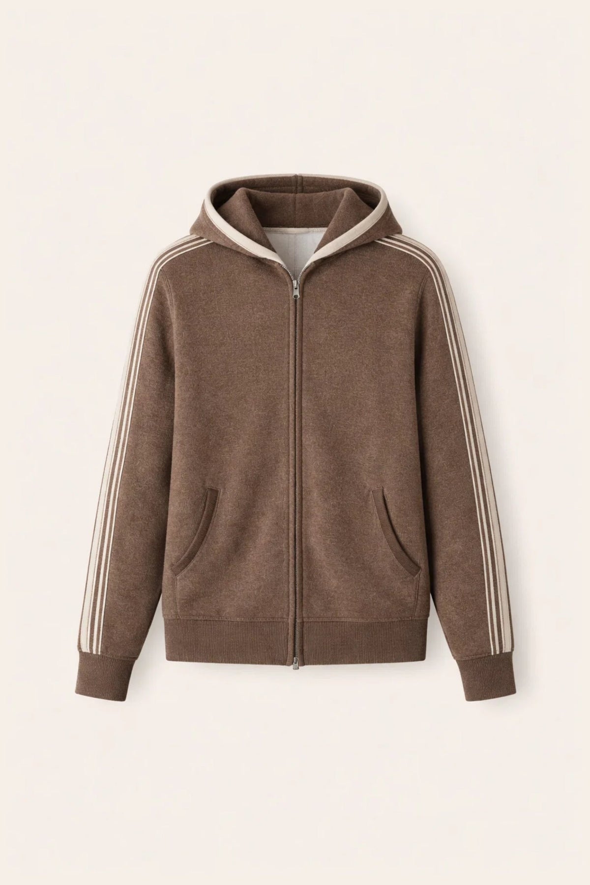 Alio Zip-Up Brown | Hooded Knit Zip-Up