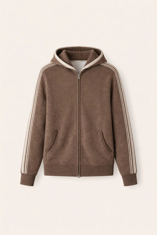 Alio Zip-Up Brown | Hooded Knit Zip-Up