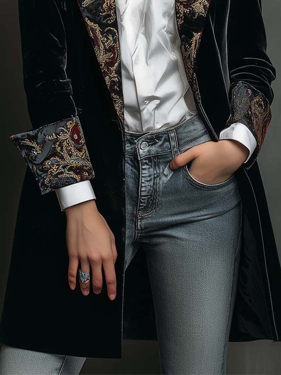 Blazer entallado con estampado barroco