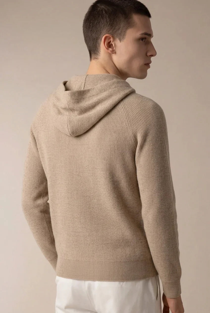 Siro Voyager Zip-Up Taupe | Merino Hooded Zip-Up