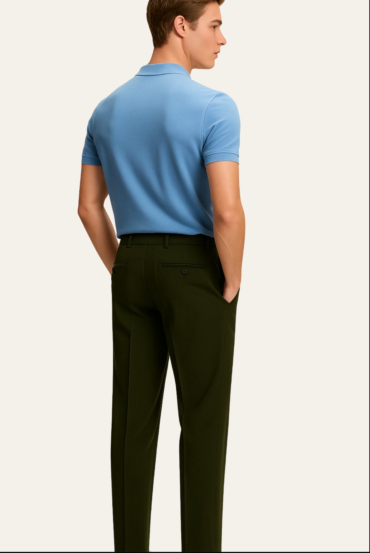 Carlo Trousers Dark Green | Slim Straight-Leg Trousers