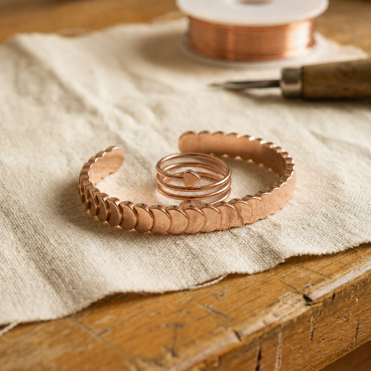 Pulsera de cobre forjado con magnete