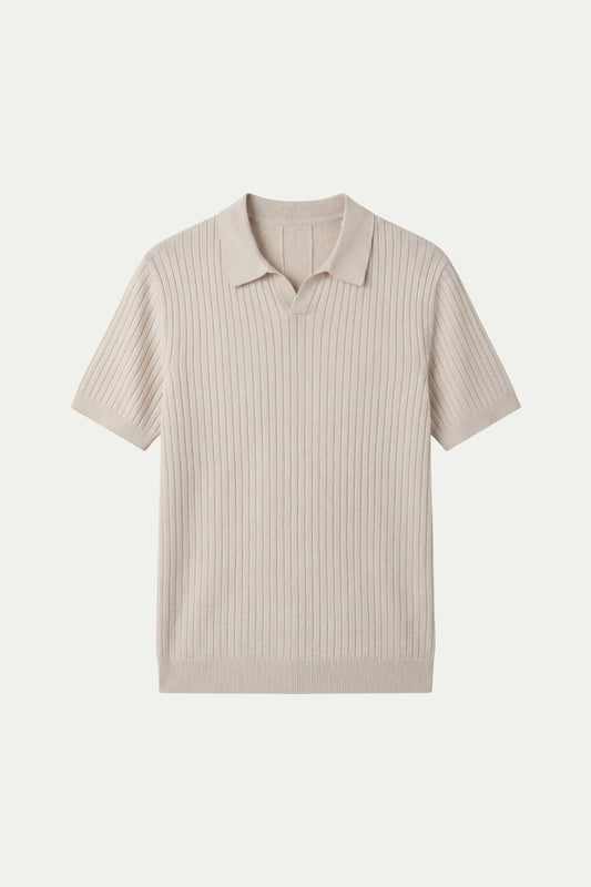 Beige Cortina Polo | Ribbed Knit Polo