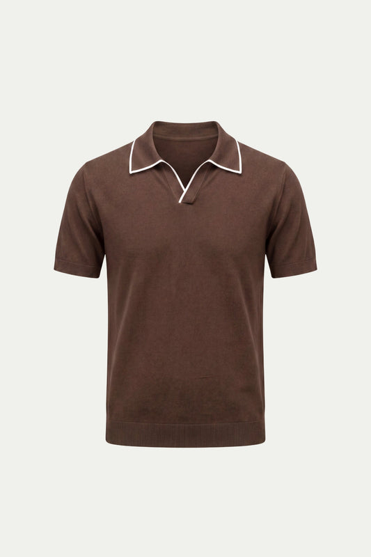 Brown Buttonless Polo