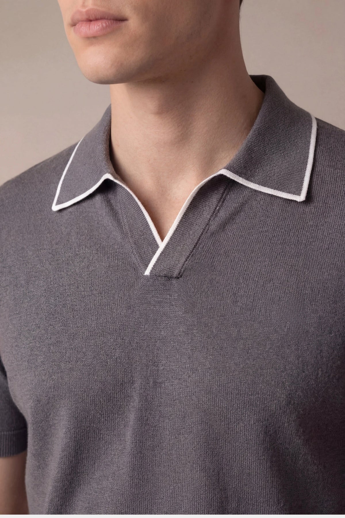 Dark Grey Buttonless Polo