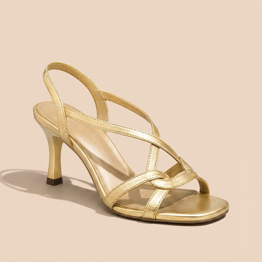 Sandalias doradas de tacón