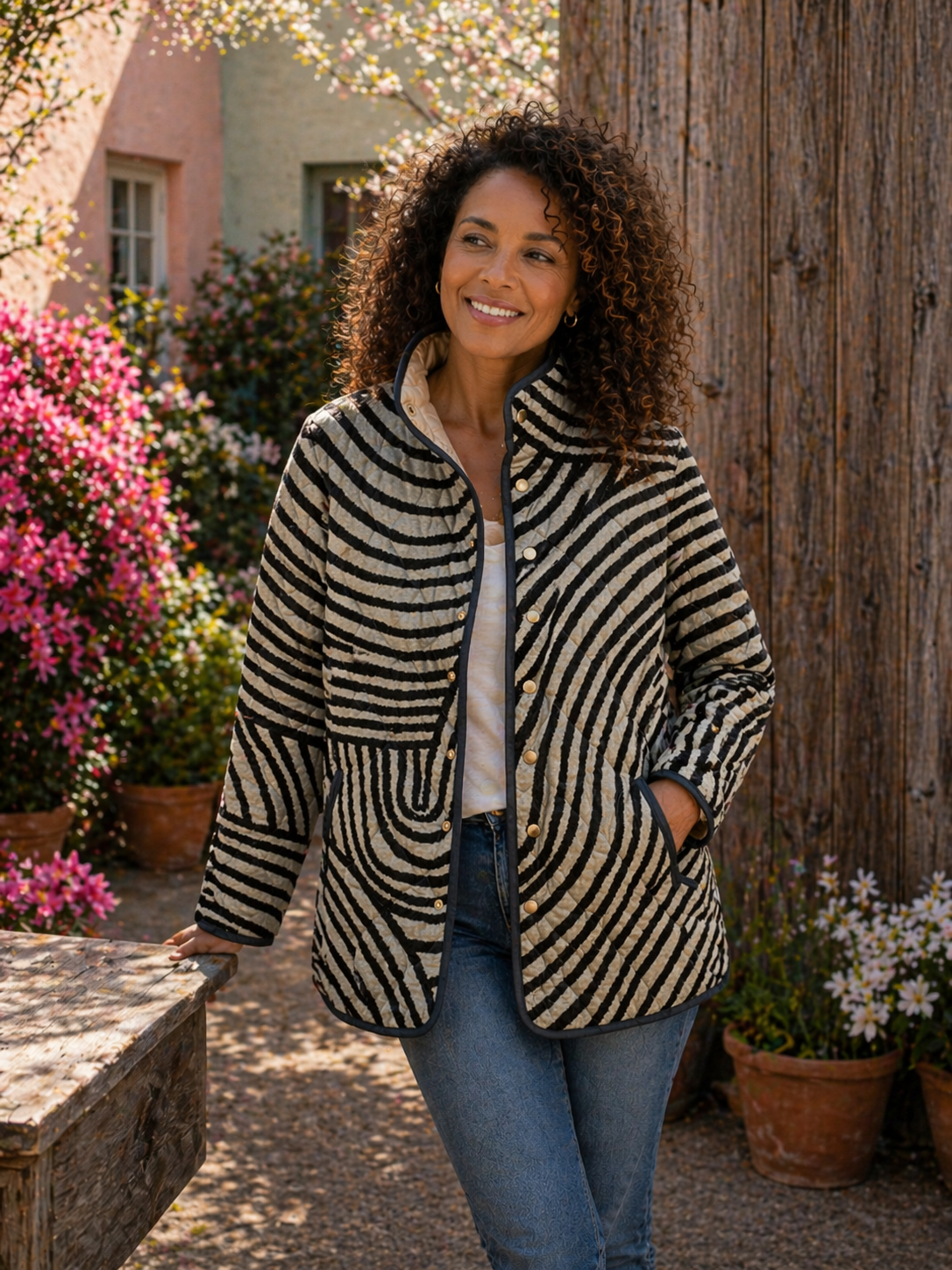 Chaqueta forrada con estampado geométrico