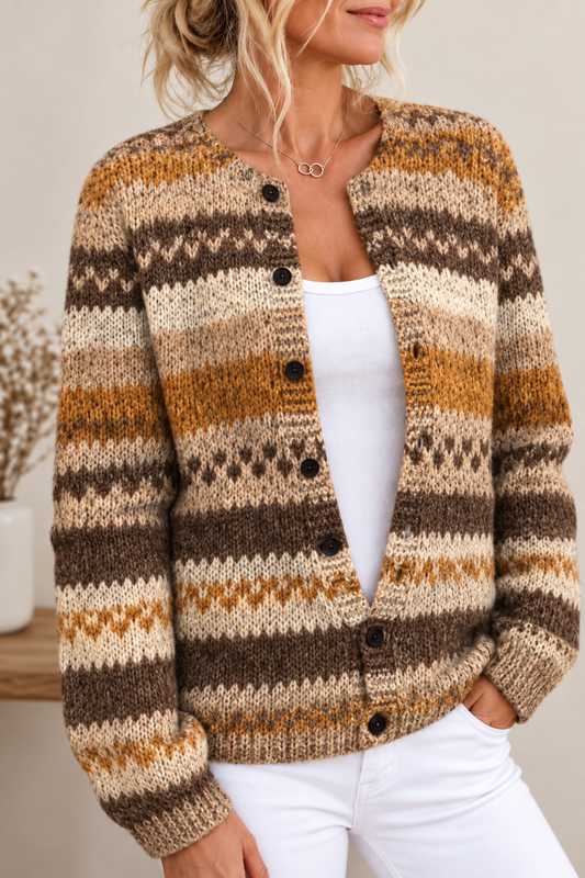 Cárdigan de punto con patrón Fair Isle
