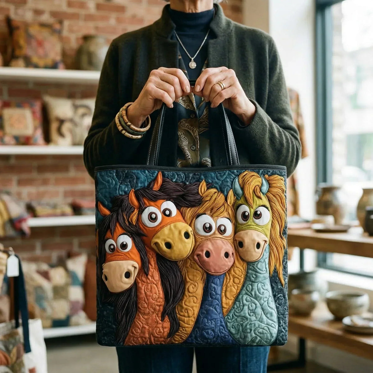 Bolso acolchado con cuatro ponis mágicos