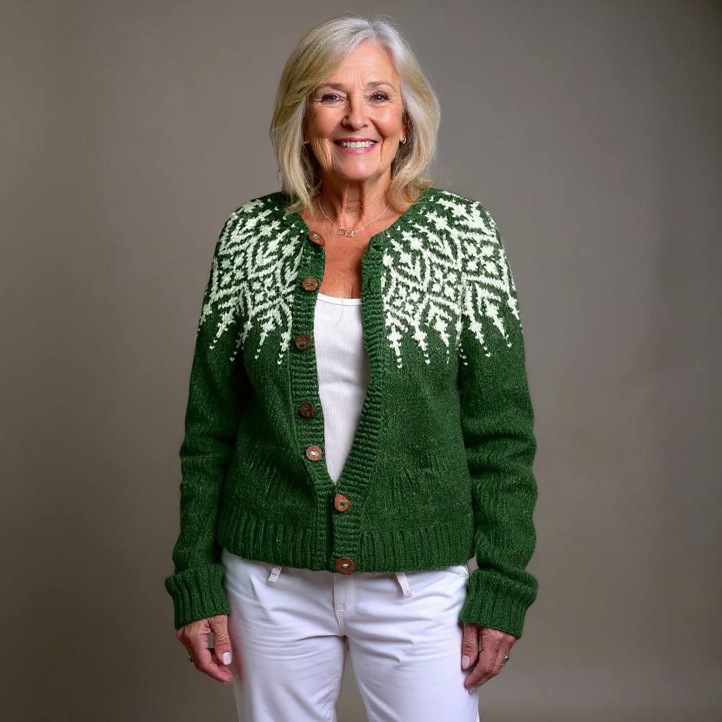 Cárdigan verde y blanco