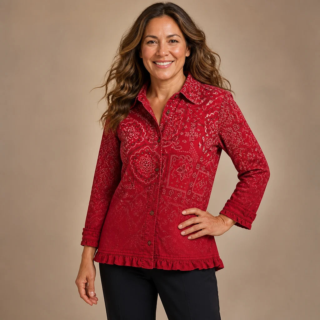 Chaqueta de cachemira con volantes