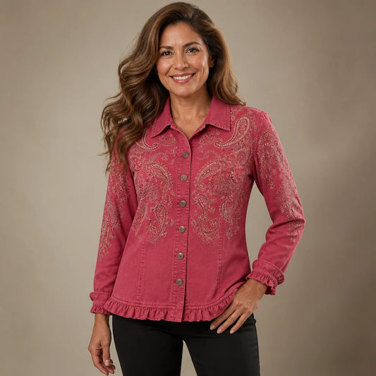Chaqueta de cachemira con volantes