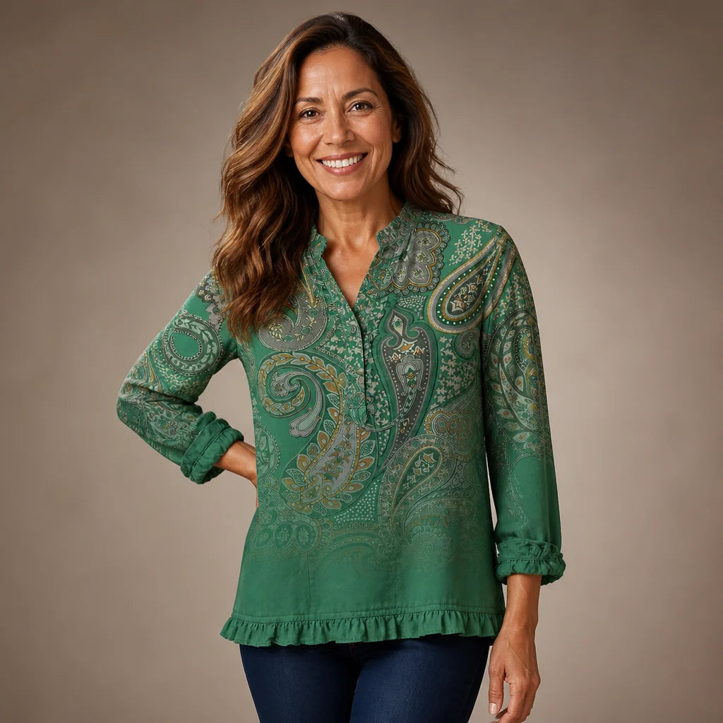 Chaqueta de punto con estampado de cachemira
