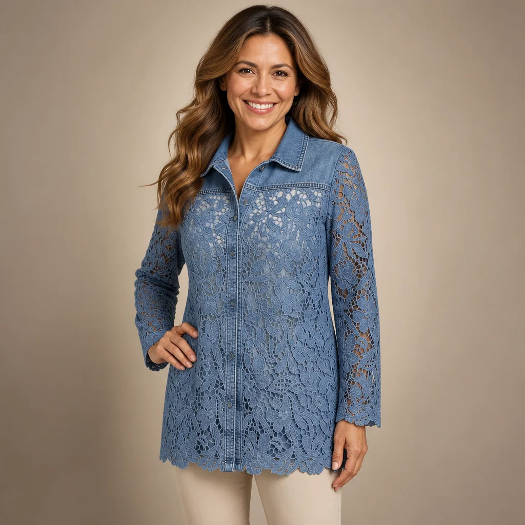 Blazer holgado con encaje floral