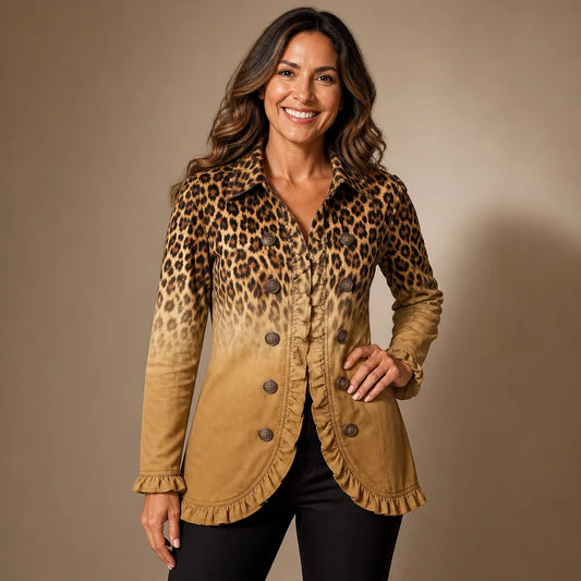 Chaqueta blazer leopardo con volantes
