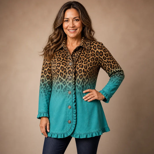 Chaqueta blazer de leopardo degradado