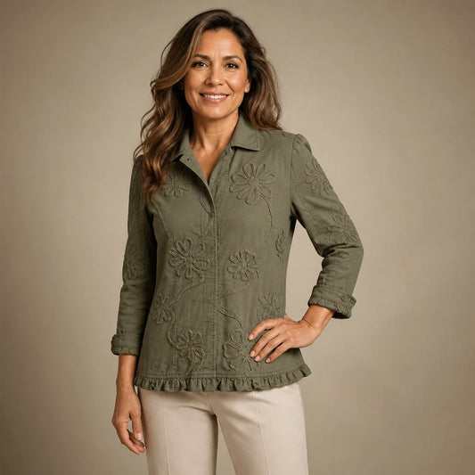 Chaqueta bordada con volantes