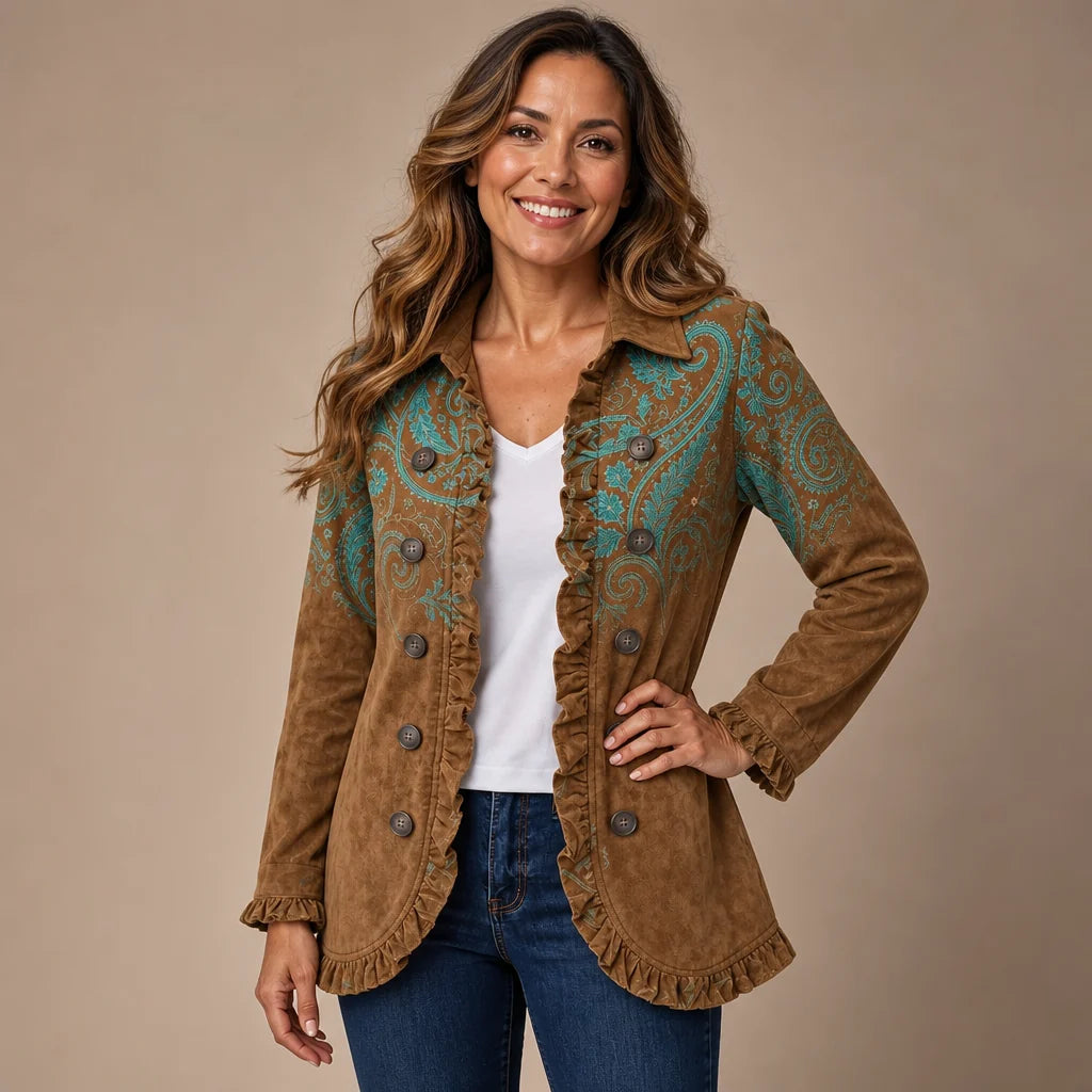 Chaqueta de cachemira con volantes
