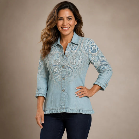 Chaqueta de cachemira con volantes