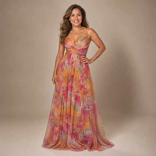 Vestido largo con estampado floral