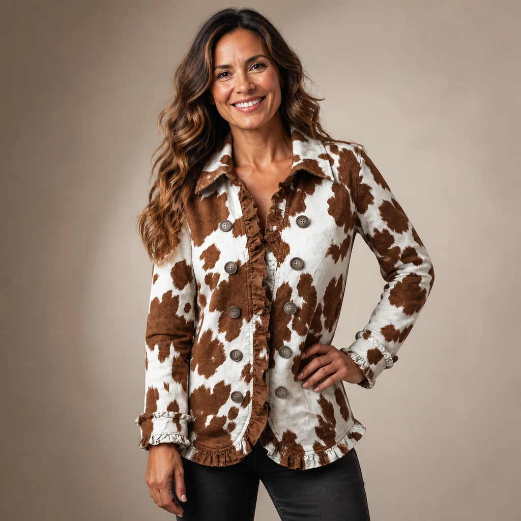Chaqueta de estampado vaca con volantes