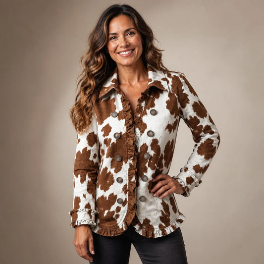 Chaqueta de estampado vaca con volantes