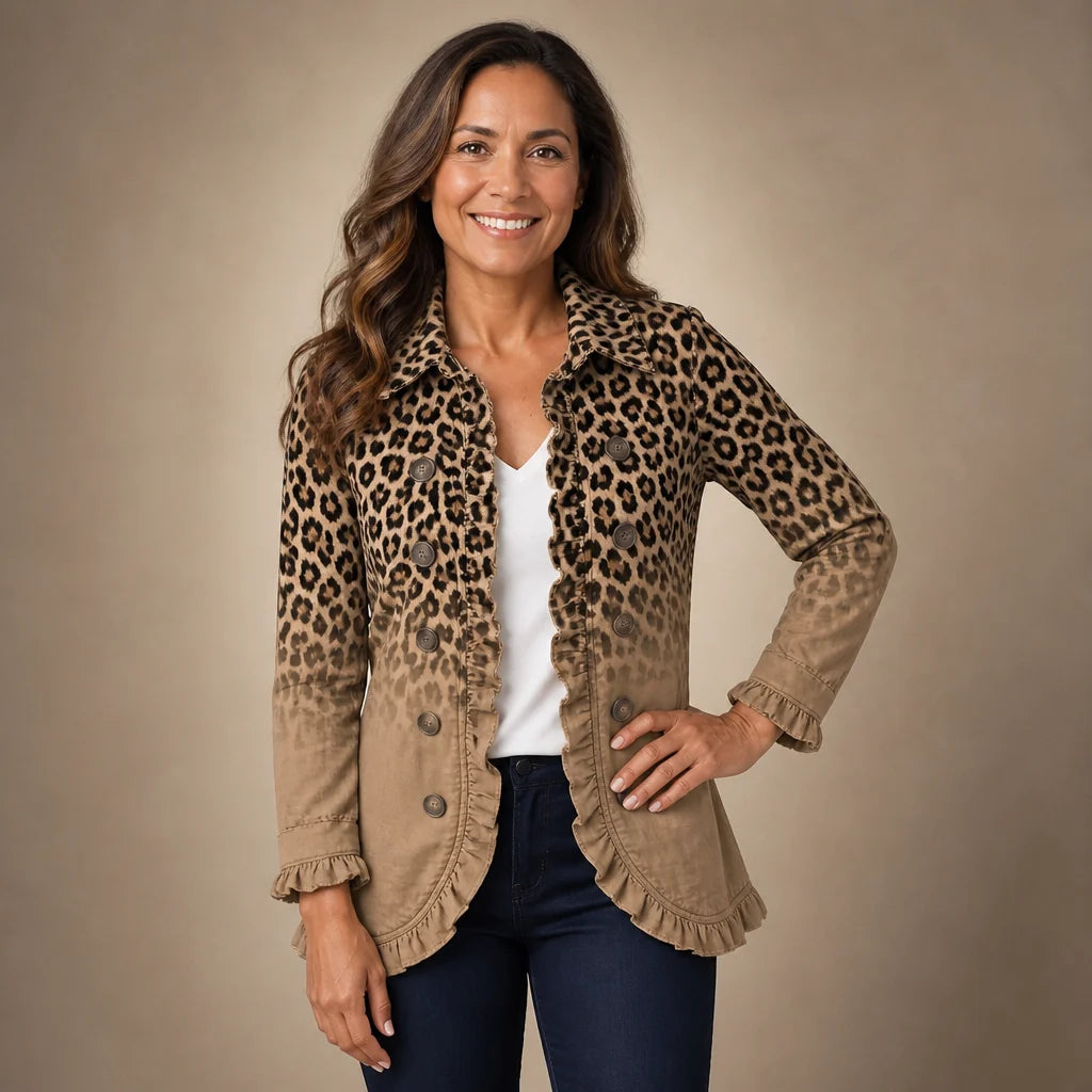Chaqueta leopardo con degradado y volantes