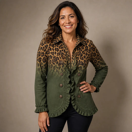 Blazer con leopardo y degradado verde