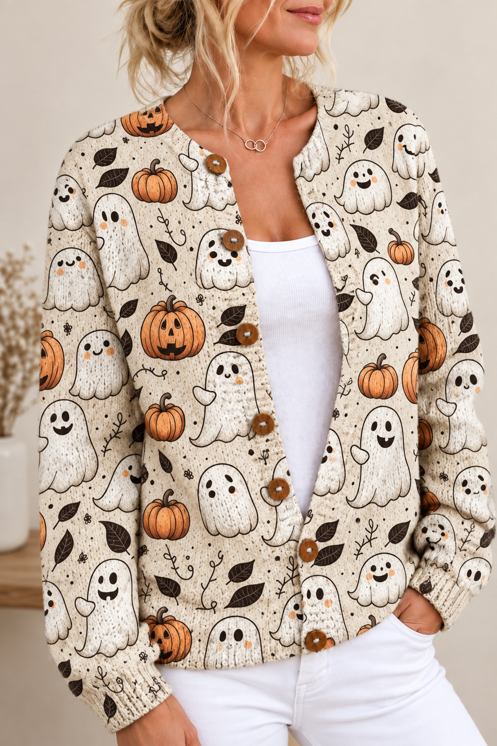 Cárdigan punto con estampado Halloween
