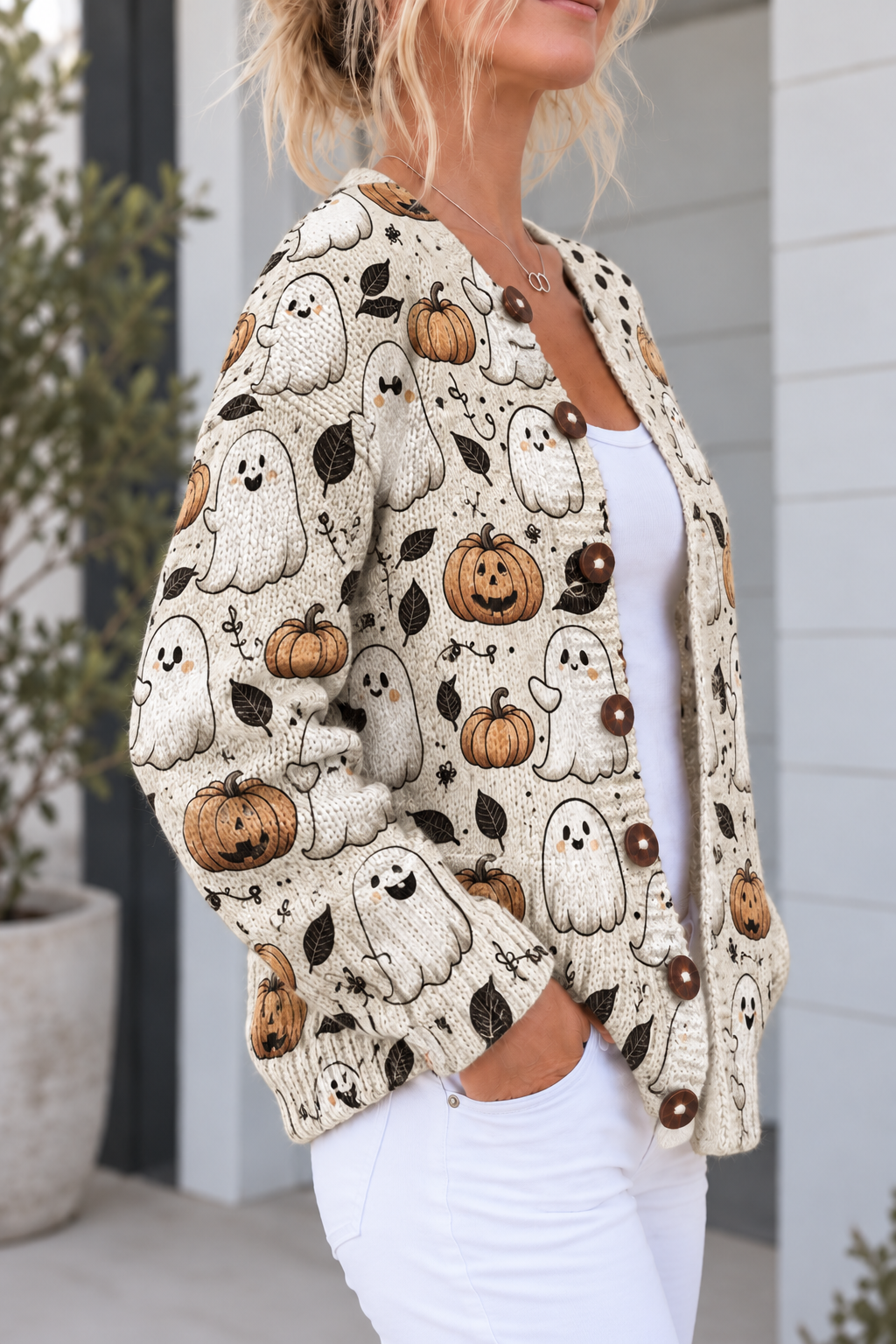 Cárdigan punto con estampado Halloween